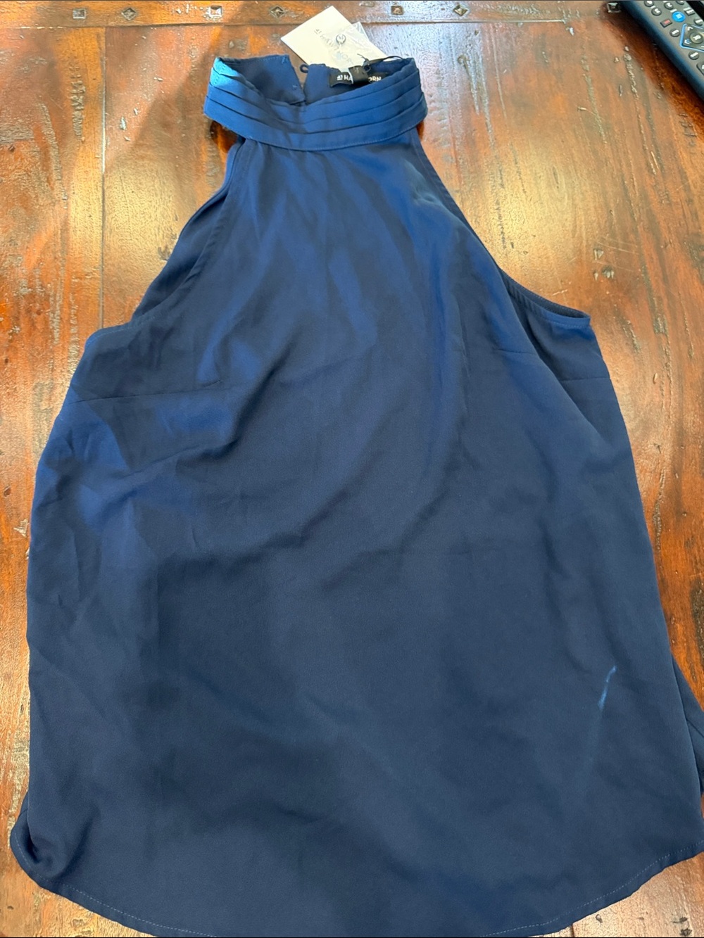 41 Hawthorn Navy High-Neck Sleeveless Blouse